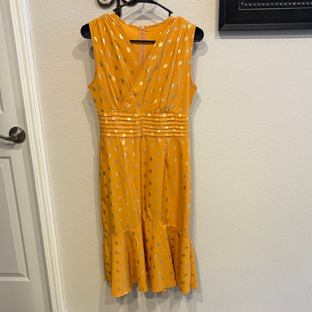 Elegant Yellow Polka Dot Dress